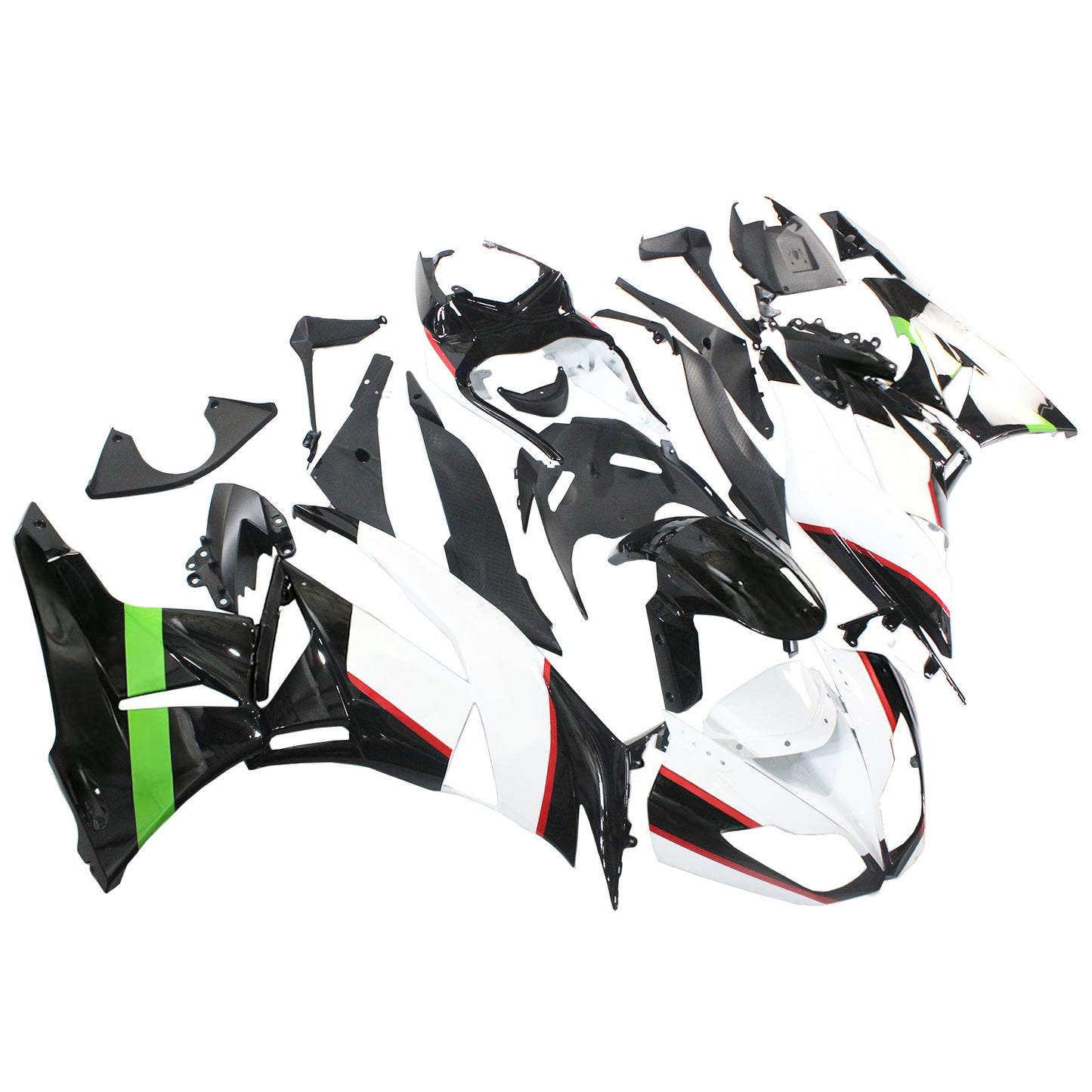 Amotopart Kawasaki 2009-2012 ZX6R 636 kit di carenatura nera verde bianco