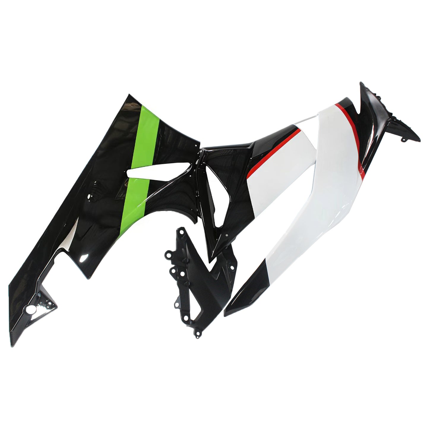 Amotopart Kawasaki 2009-2012 ZX6R 636 kit di carenatura nera verde bianco