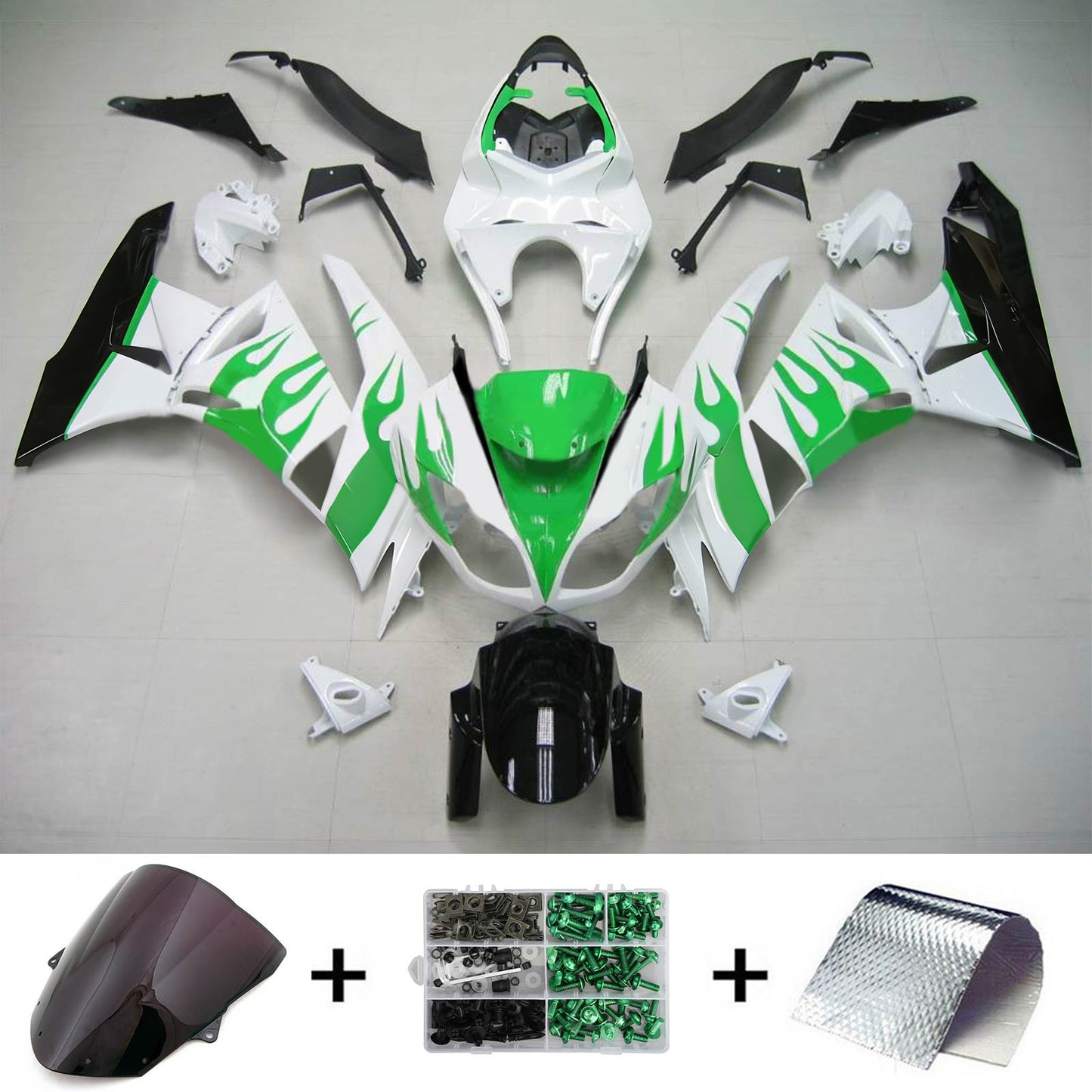 Amotopart Kawasaki 2009-2012 ZX6R 636 WEI ES GREEN ABBILITY KIT