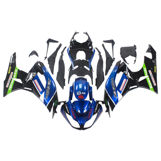 Amotopart Kawasaki 2009-2012 ZX6R 636 Blue Mix Black Cladding Kit