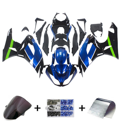 Amotopart Kawasaki 2009-2012 ZX6R 636 Blue Mix Black Cladding Kit