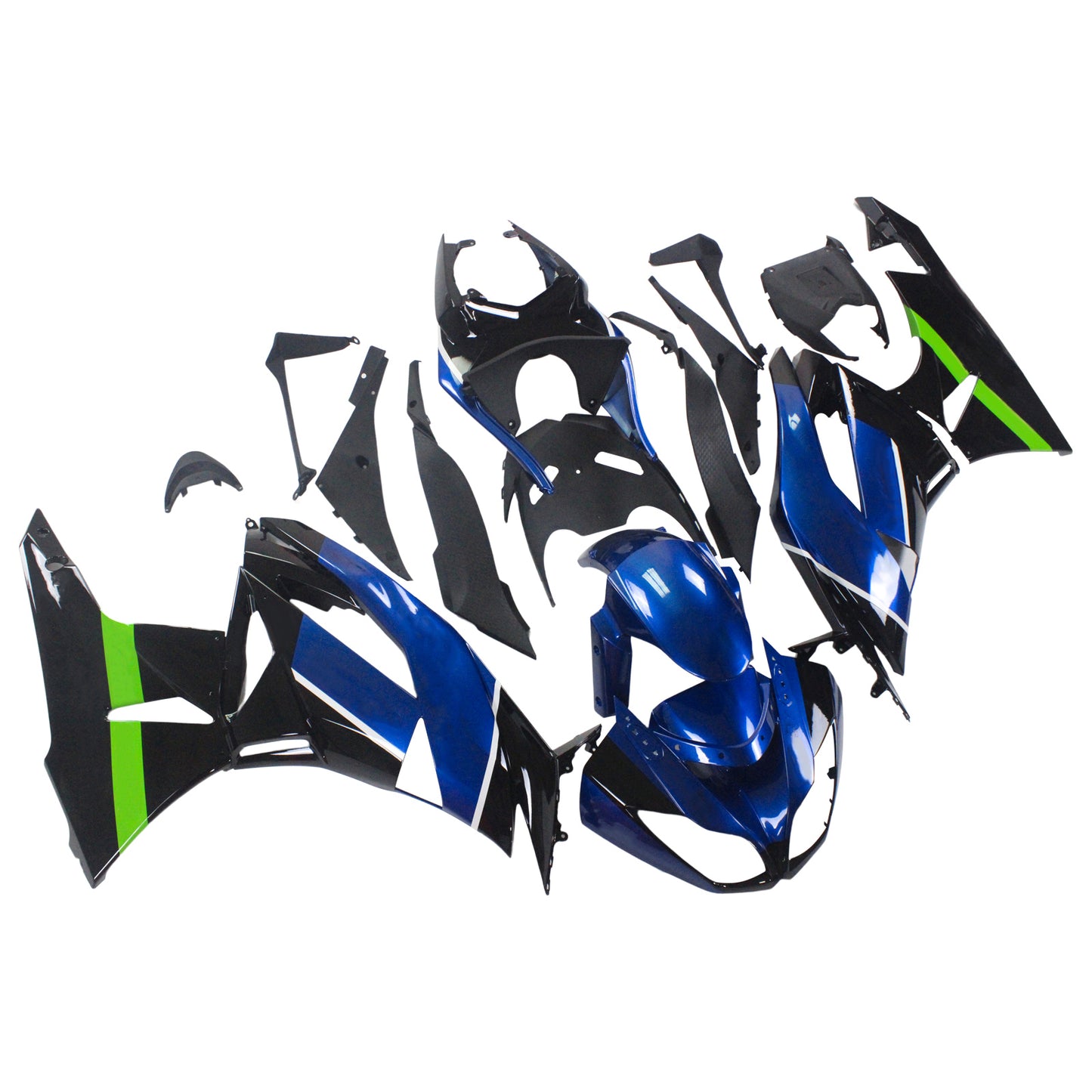 Amotopart Kawasaki 2009-2012 ZX6R 636 Blue Mix Black Cladding Kit