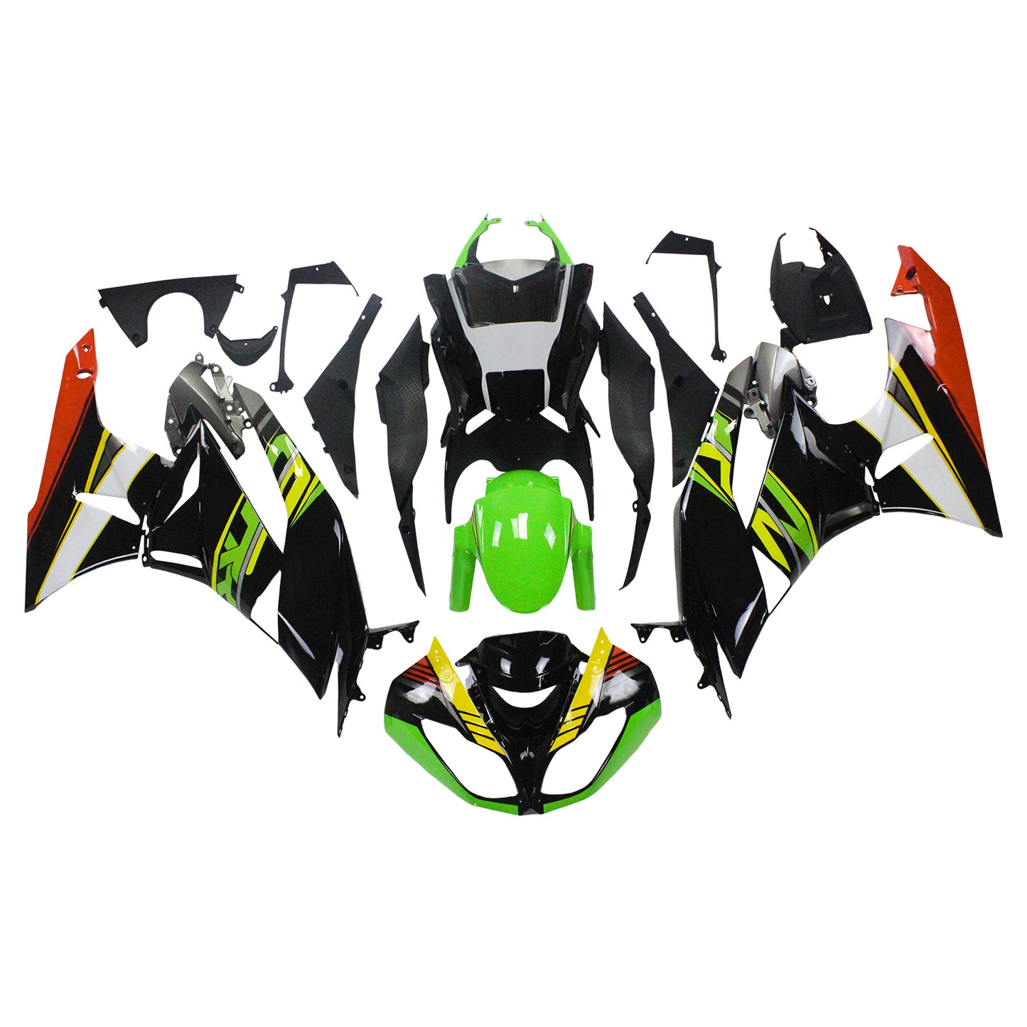 Amotopart Kawasaki 2009-2012 ZX6R 636 Kit di rivestimento artiglio verde nero