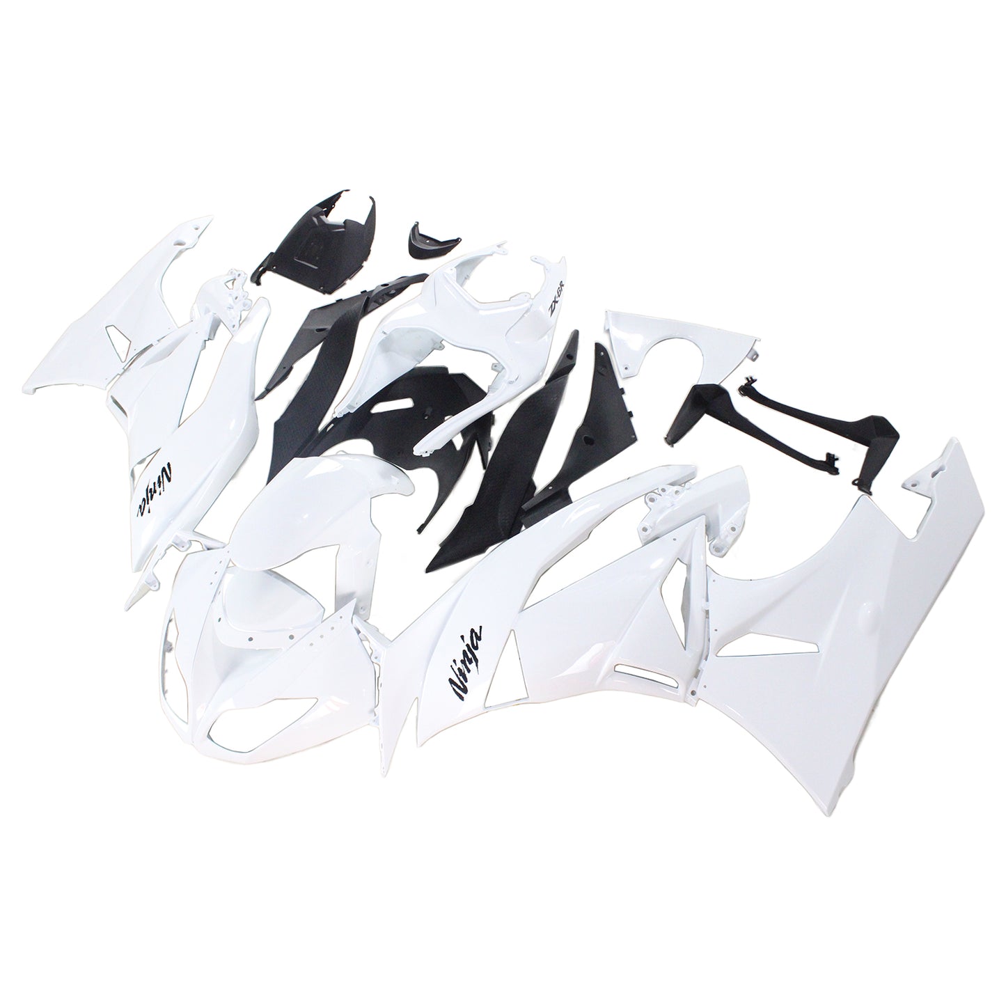Amotopart Kawasaki 2009-2012 ZX6R 636 Kit di paura nero bianco