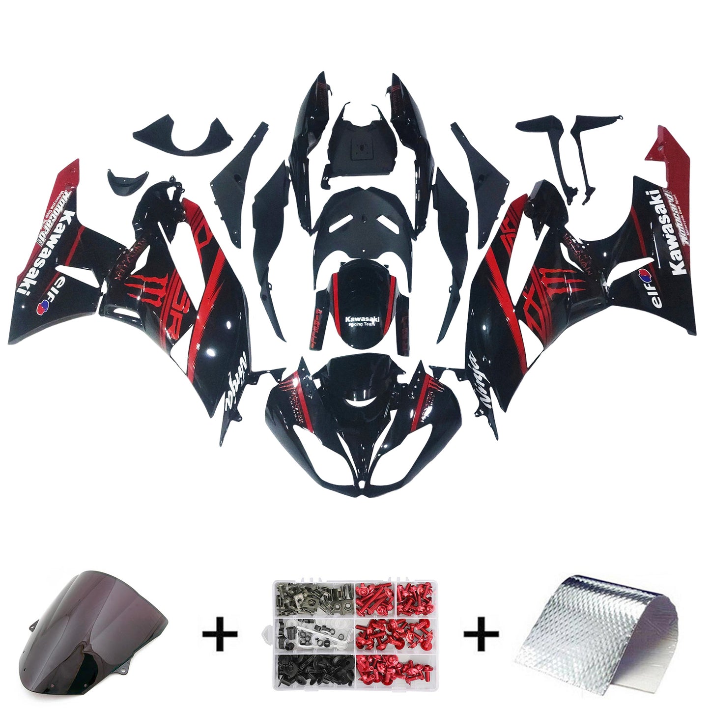 Amotopart Kawasaki ZX6R 636 2009-2012 Kit carena Carrozzeria Plastica ABS
