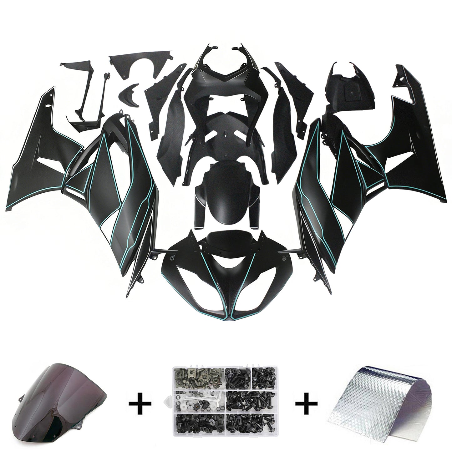 Amotopart Kawasaki ZX6R 636 2009-2012 Kit carena Carrozzeria Plastica ABS
