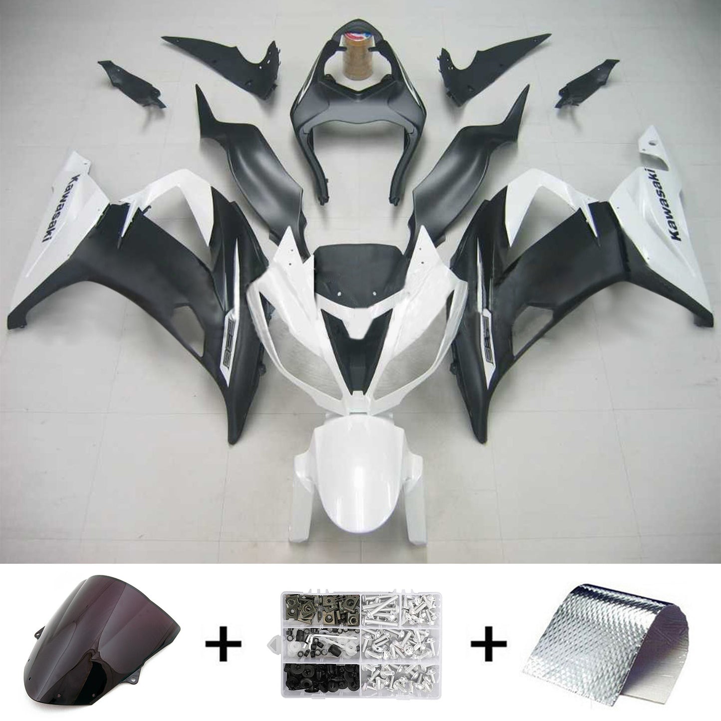 Carene 2013-2018 Plastiche Kawasaki ZX6R 636 White Ninja Generic