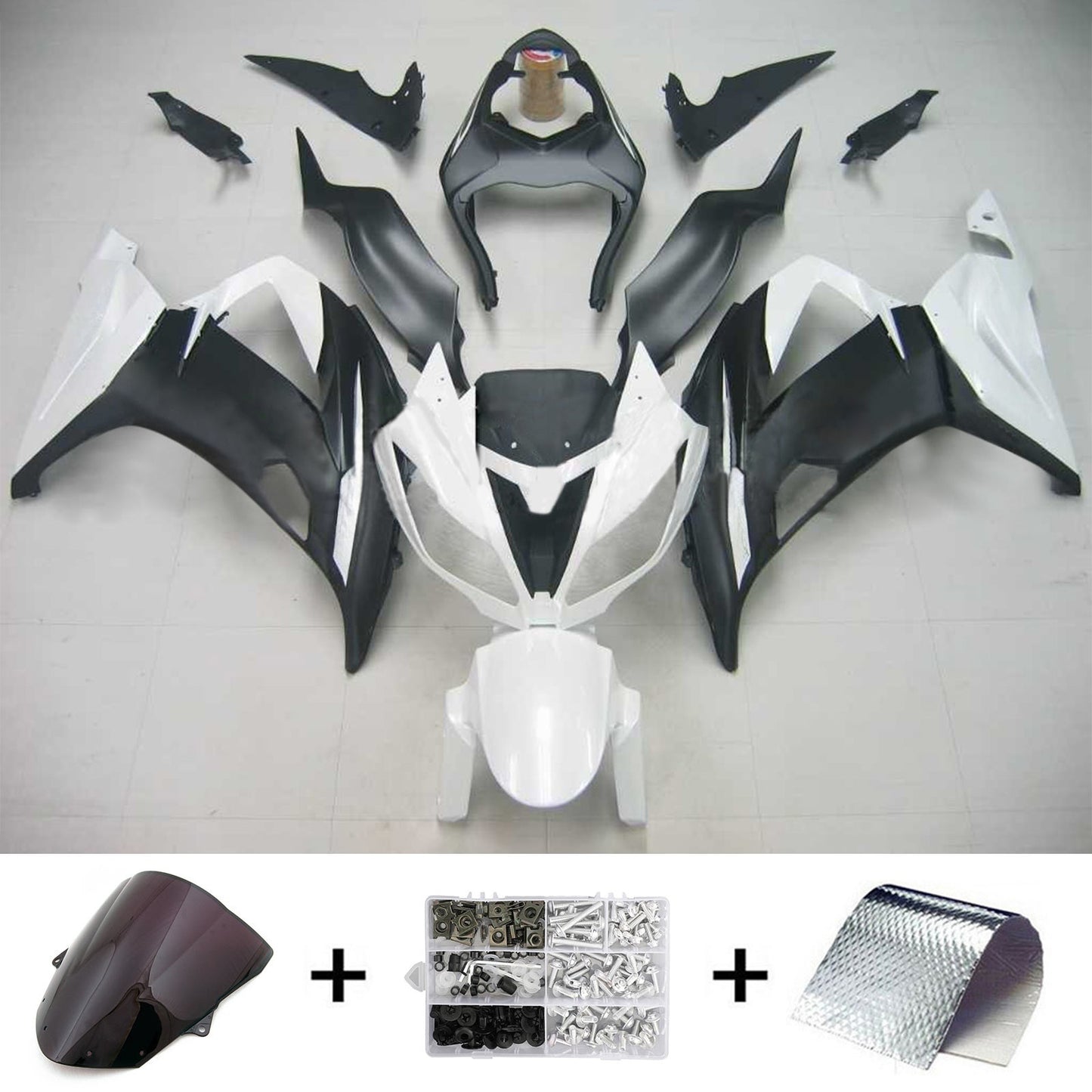 Carene 2013-2018 Plastiche Kawasaki ZX6R 636 White Ninja Racing Generic