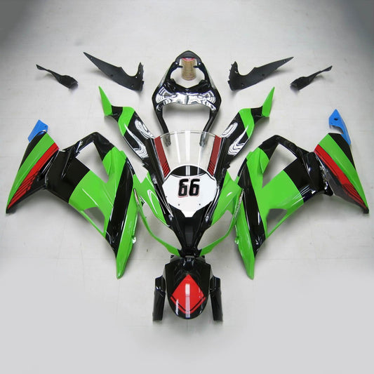 Amotopart Kawasaki 2013-2018 ZX6R 636 Green Black No. 66 Kit di spostamento
