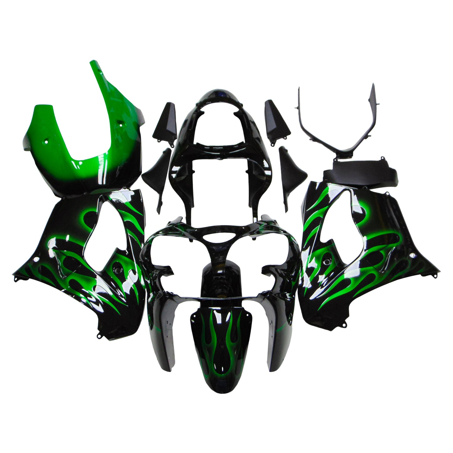 Amotopart Kawasaki ZX9R 2000-2001 kit di rivestimento verde nero
