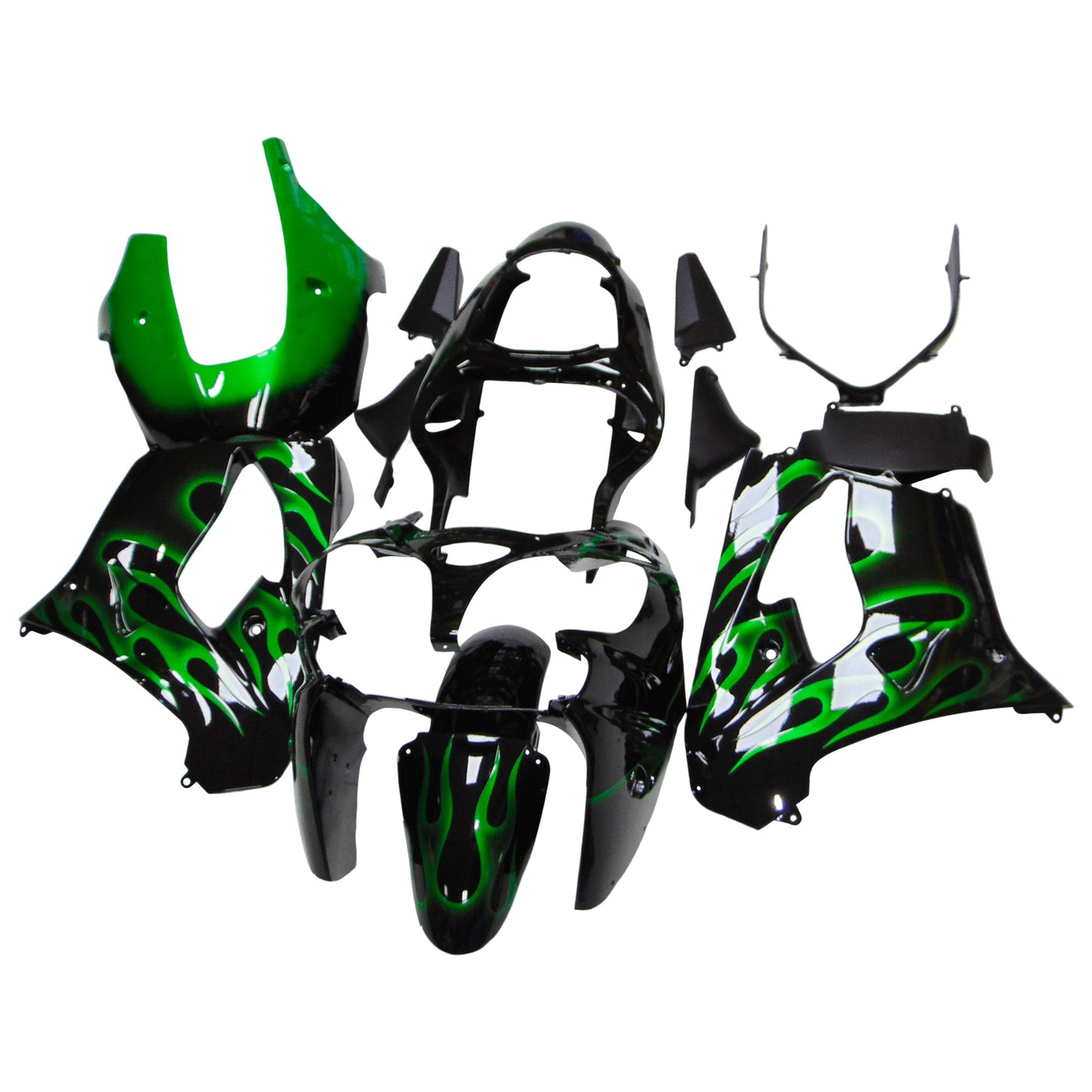 Amotopart Kawasaki ZX9R 2000-2001 kit di rivestimento verde nero