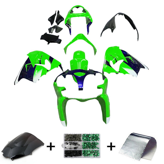 Amotopart Kawasaki ZX9R 2000-2001 kit di rivestimento verde nero