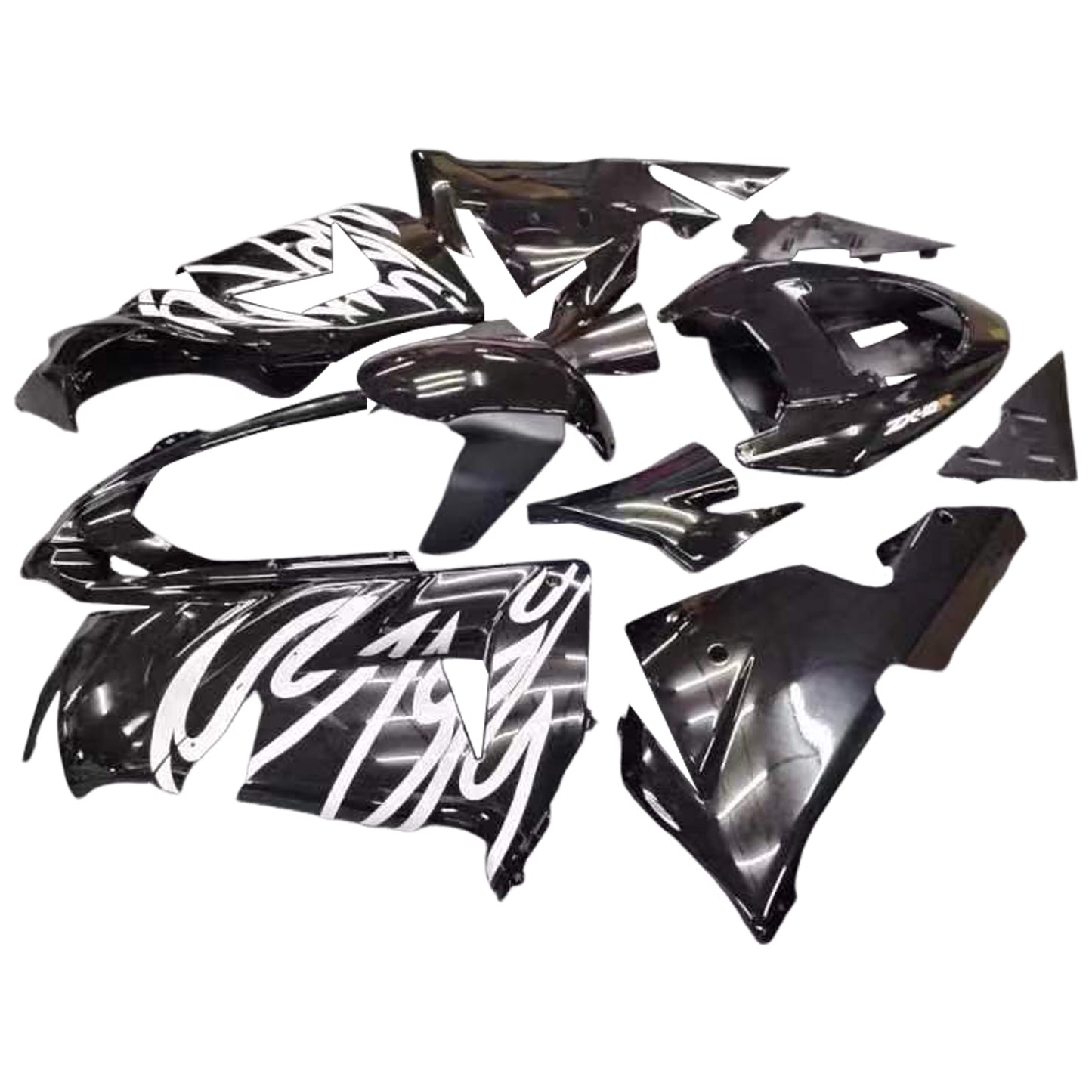 Carene 2004-2005 Kawasaki ZX 10R Black &amp; Silver Flame Ninja Generico