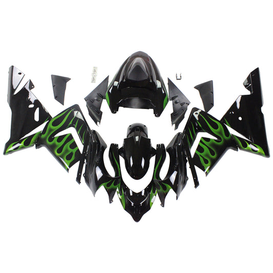 Amotopart Kawasaki 2004-2005 ZX10R Nero con kit di spostamento della linea verde