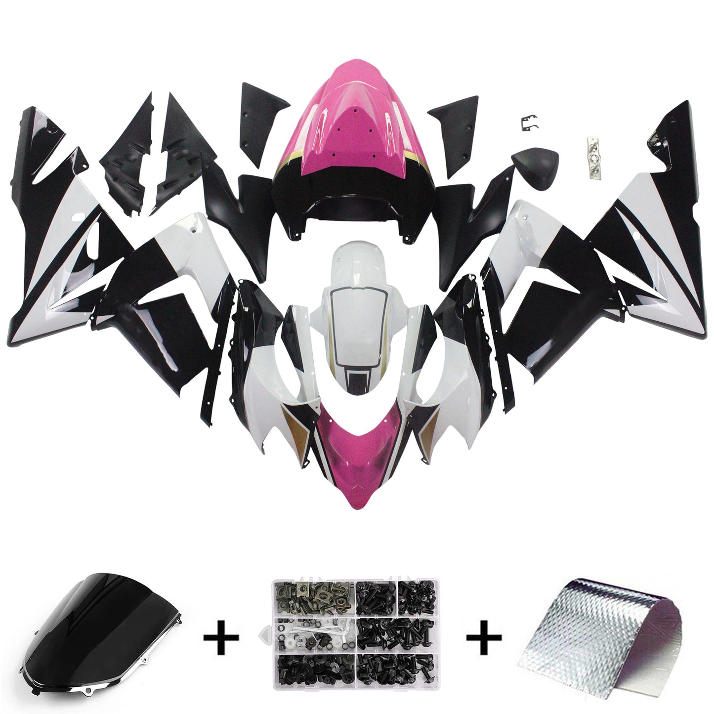 Amotopart Kawasaki 2004-2005 ZX10R Black Pink Playboy Kit