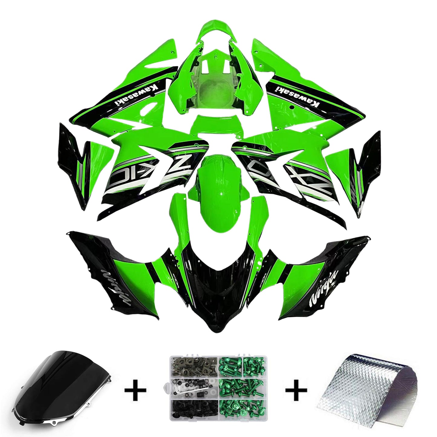 Amotopart Kawasaki 2004-2005 kit trigger nero verde ZX10R