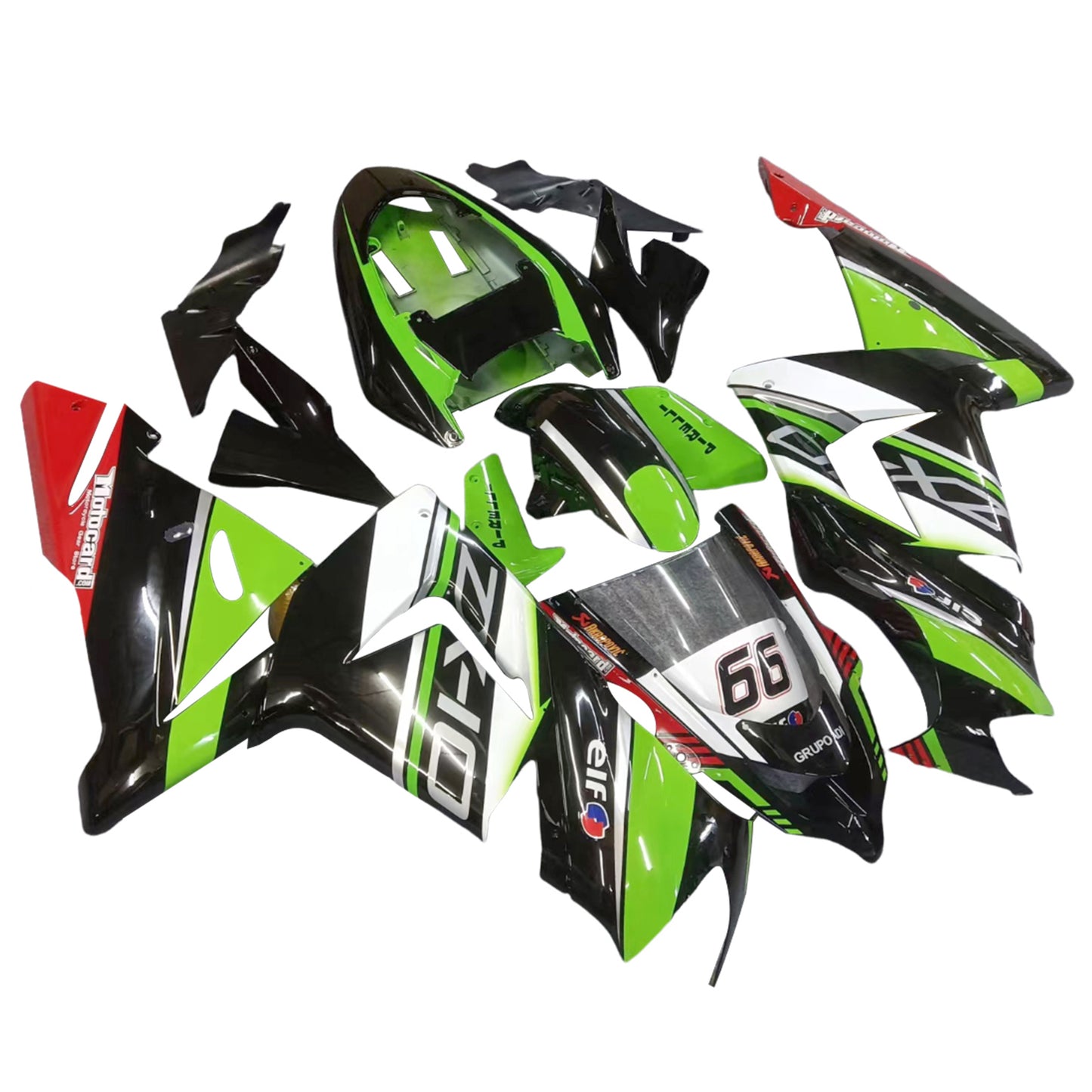 Amotopart Kawasaki 2004-2005 ZX10R KIT GREEN BLIANCO VERDE GREEN