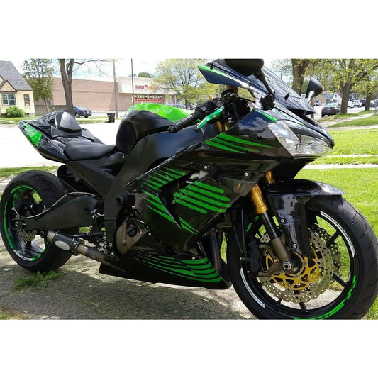 Amotopart Kawasaki 2004-2005 ZX10R Green Mix Black Cycle CIT Kit