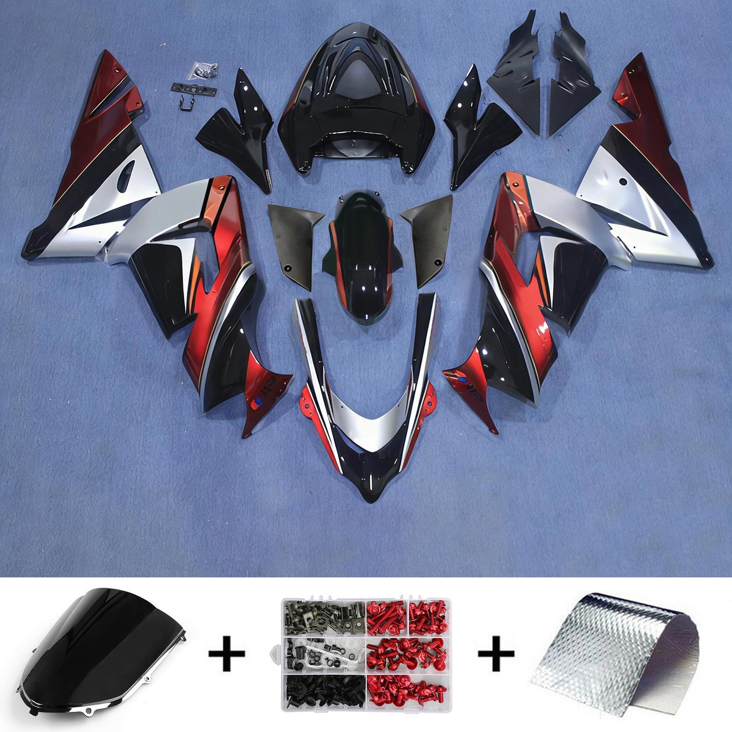 Amotopart Kawasaki ZX10R 2004-2005 Kit carena Carrozzeria Plastica ABS