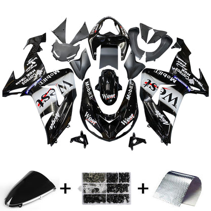 Per Ninja ZX10R 2006-2007 Black West Carrozzeria Carenatura ABS Plastica stampata ad iniezione Set 1 # Generico