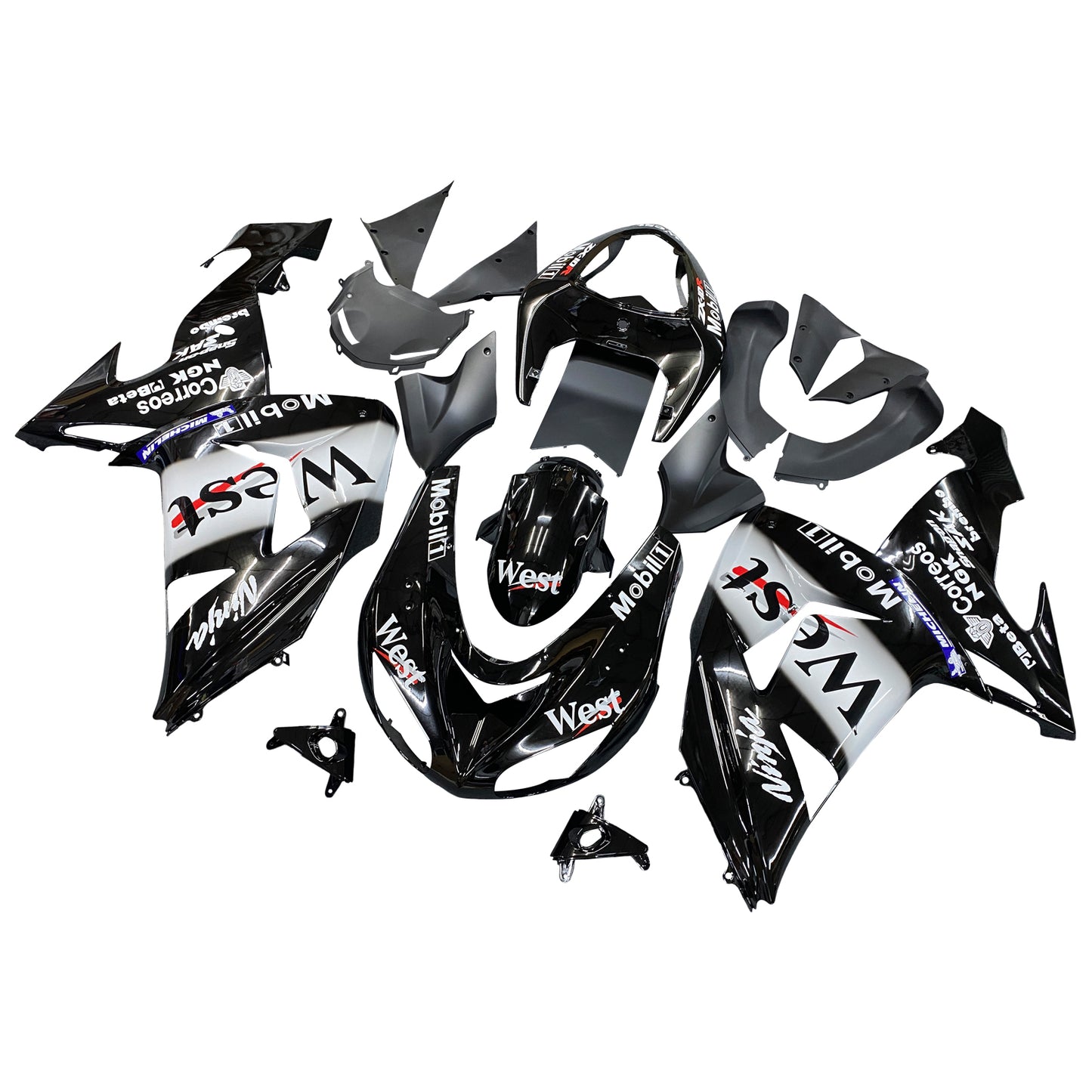 Carene 2006-2007 Kawasaki ZX 10R Nero Bianco West Racing Generico