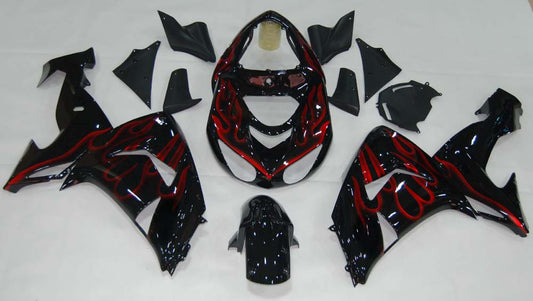 Carene 2006-2007 Kawasaki ZX 10R Black & Red Flame Ninja Racing Generico