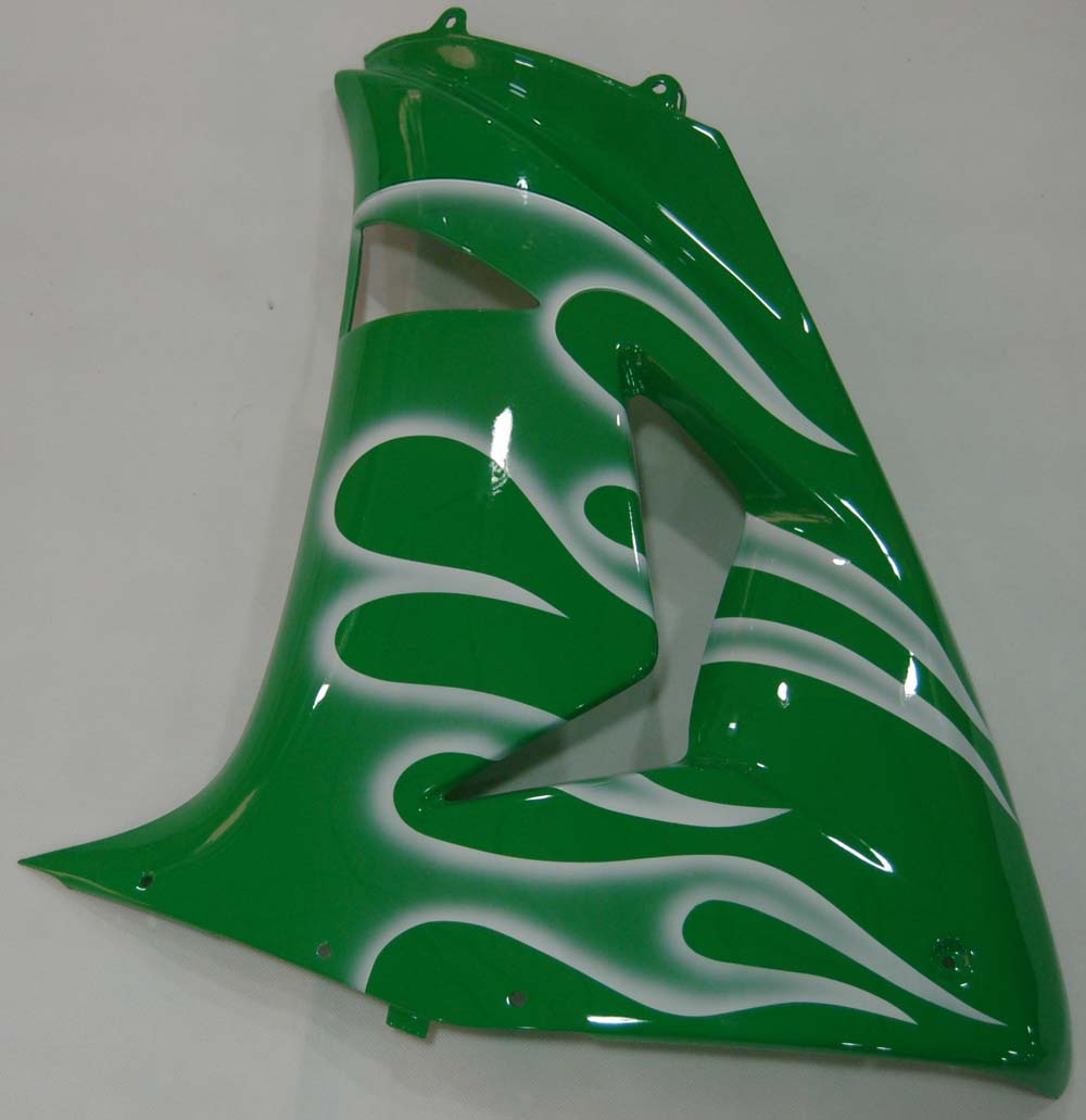 Carene 2006-2007 Kawasaki ZX 10R Green &amp; White Flame Ninja Generico