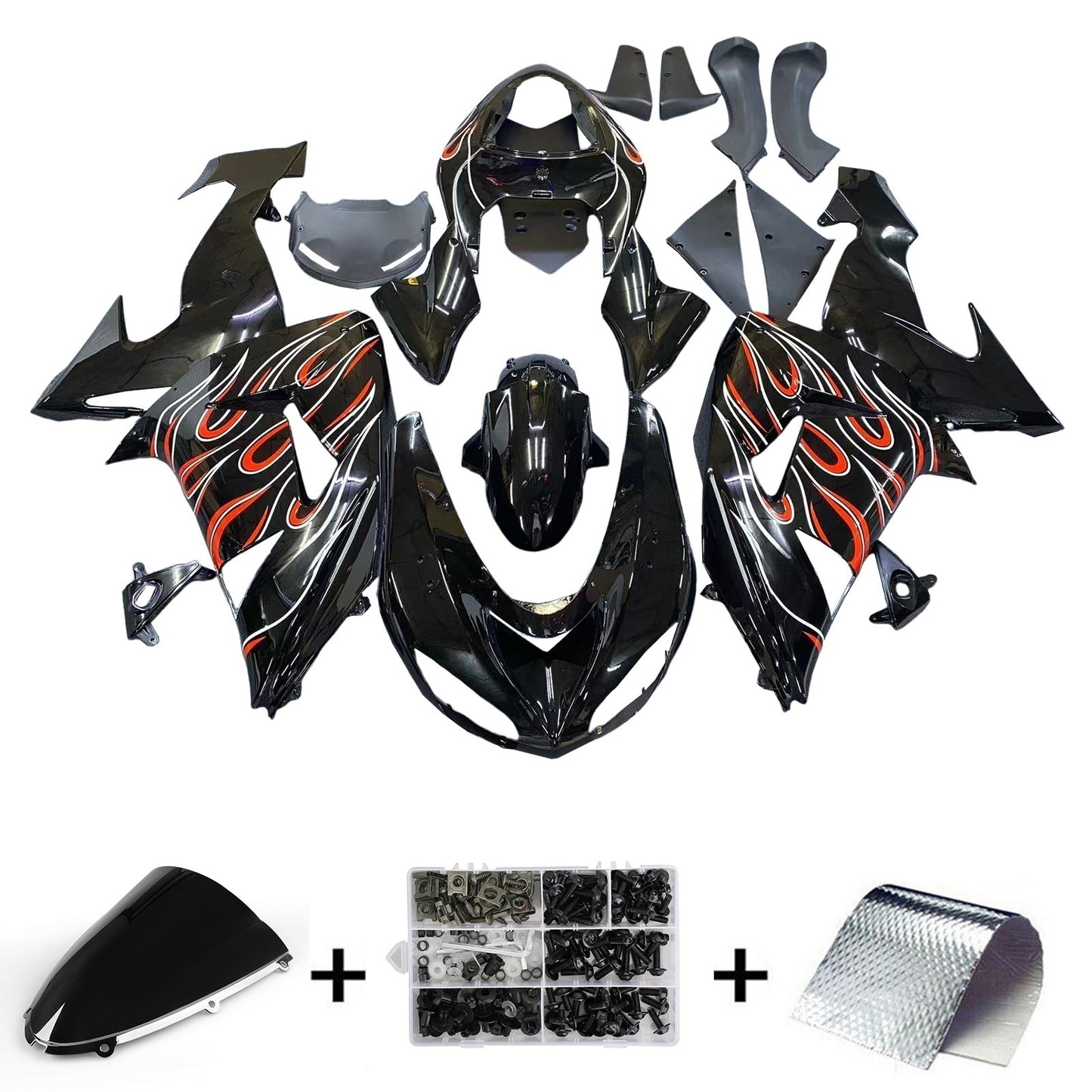 Carene 2006-2007 Kawasaki ZX 10R Nero Rosso Fiamma Generico
