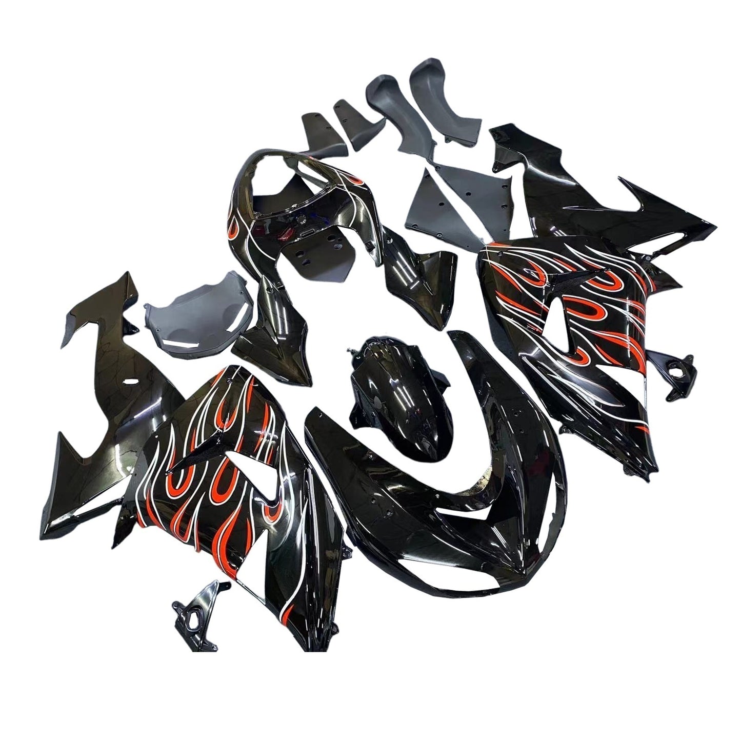 Carene 2006-2007 Kawasaki ZX 10R Nero Rosso Fiamma Racing Generico