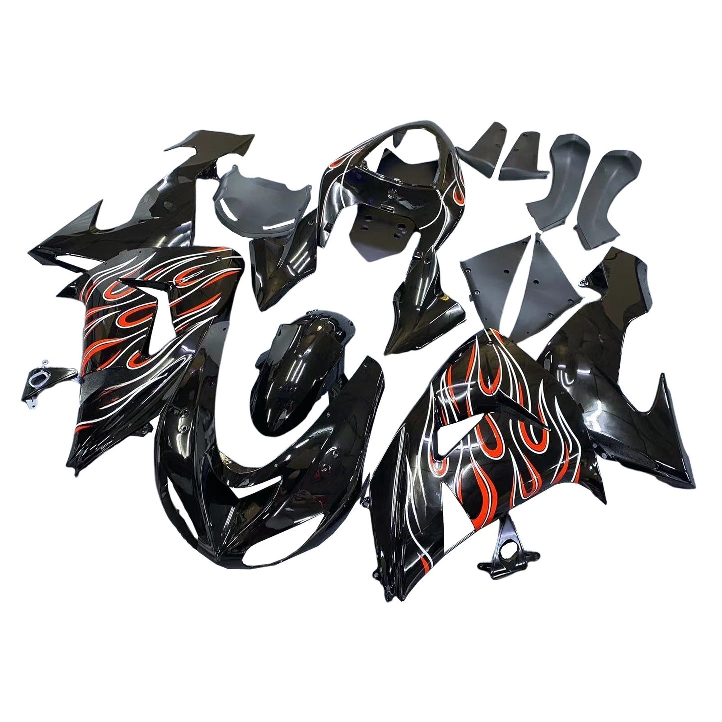 Carene 2006-2007 Kawasaki ZX 10R Nero Rosso Fiamma Racing Generico