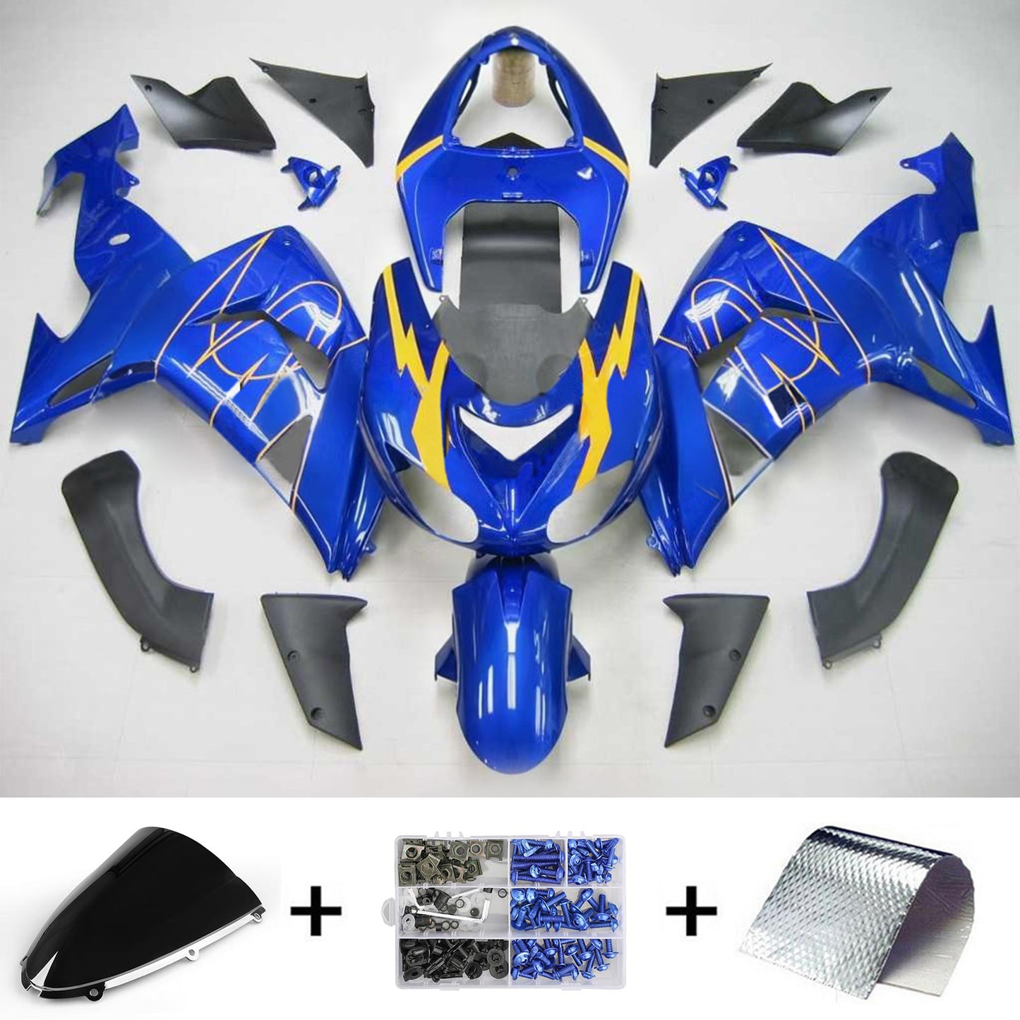 Amotopart Kawasaki ZX10R 2006-2007 Kit di rivestimento giallo blu