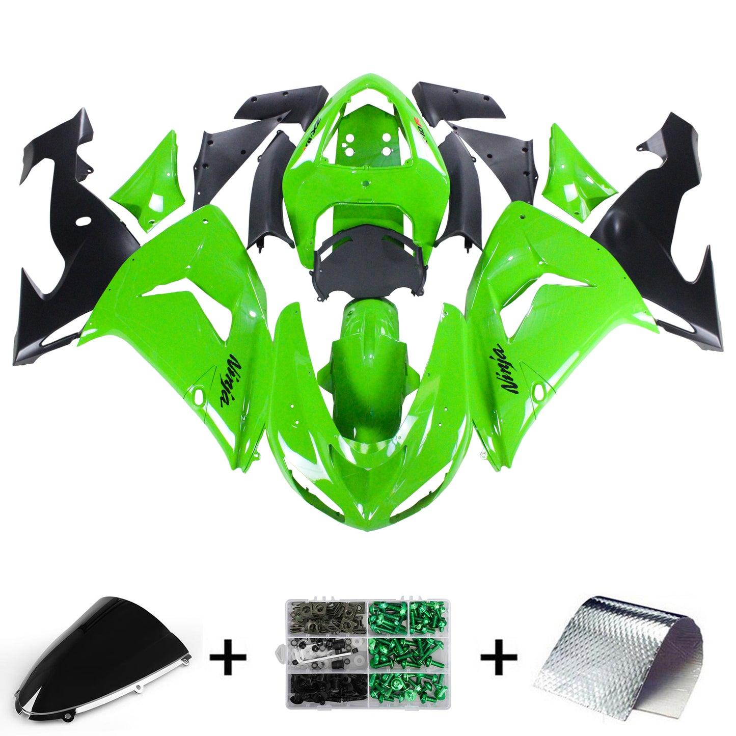 Amotopart Kawasaki ZX10R 2006-2007 Kit di vendita verde