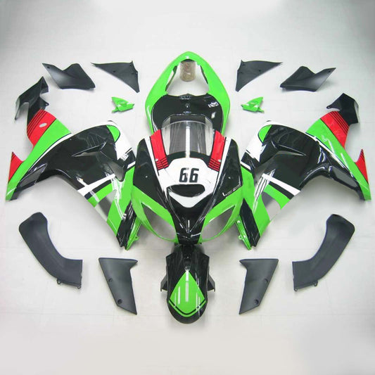 Amotopart Kawasaki ZX10R 2006-2007 Kit di paura nero verde
