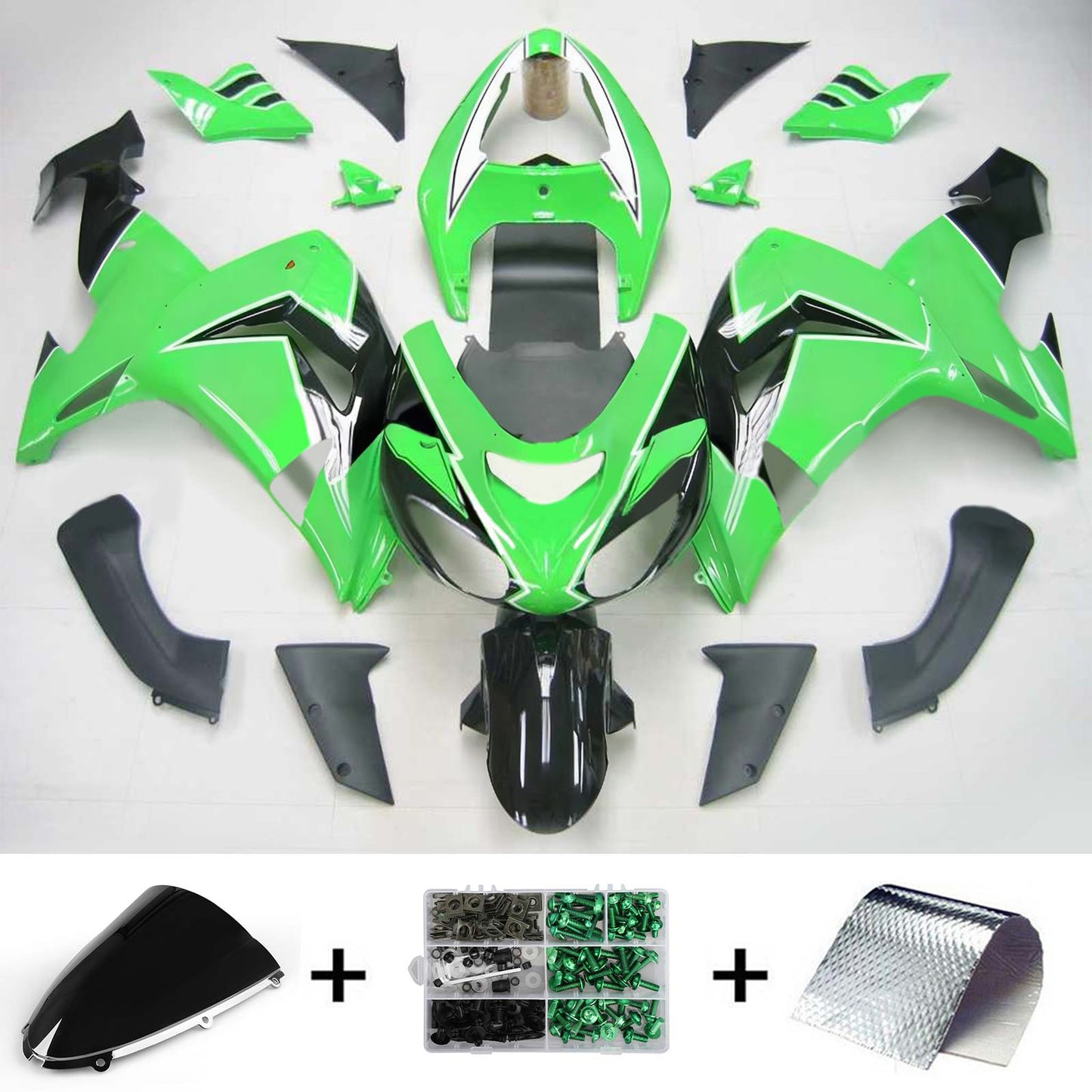 Amotopart Kawasaki ZX10R 2006-2007 Kit di vendita verde