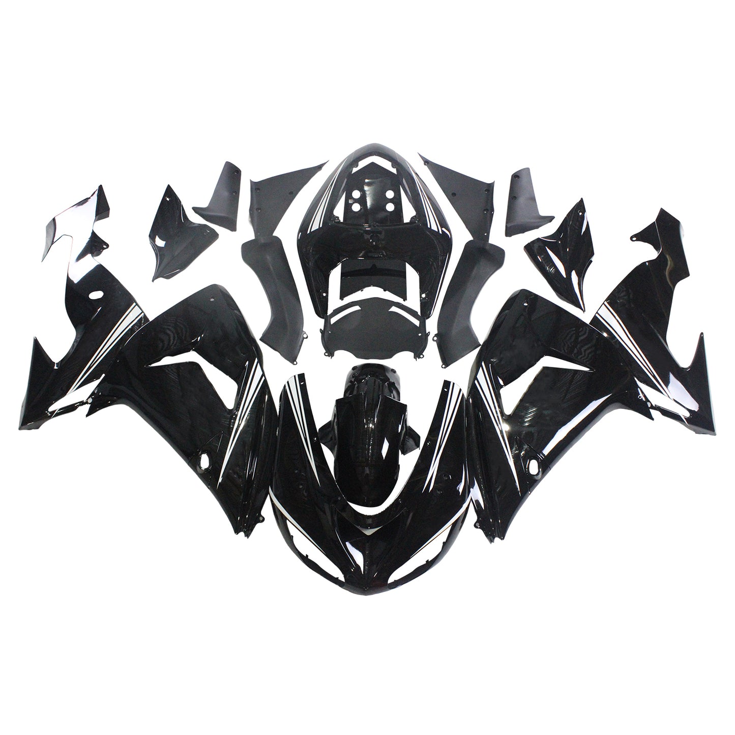 Amotopart Kawasaki ZX10R 2006-2007 Glossy Black con kit di vendita a logo Ninja