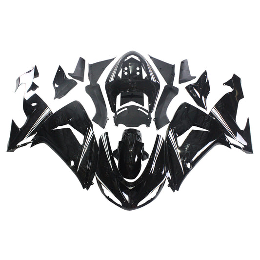 Amotopart Kawasaki ZX10R 2006-2007 Glossy Black con kit di vendita a logo Ninja