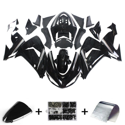 Amotopart Kawasaki ZX10R 2006-2007 Glossy Black con kit di vendita a logo Ninja