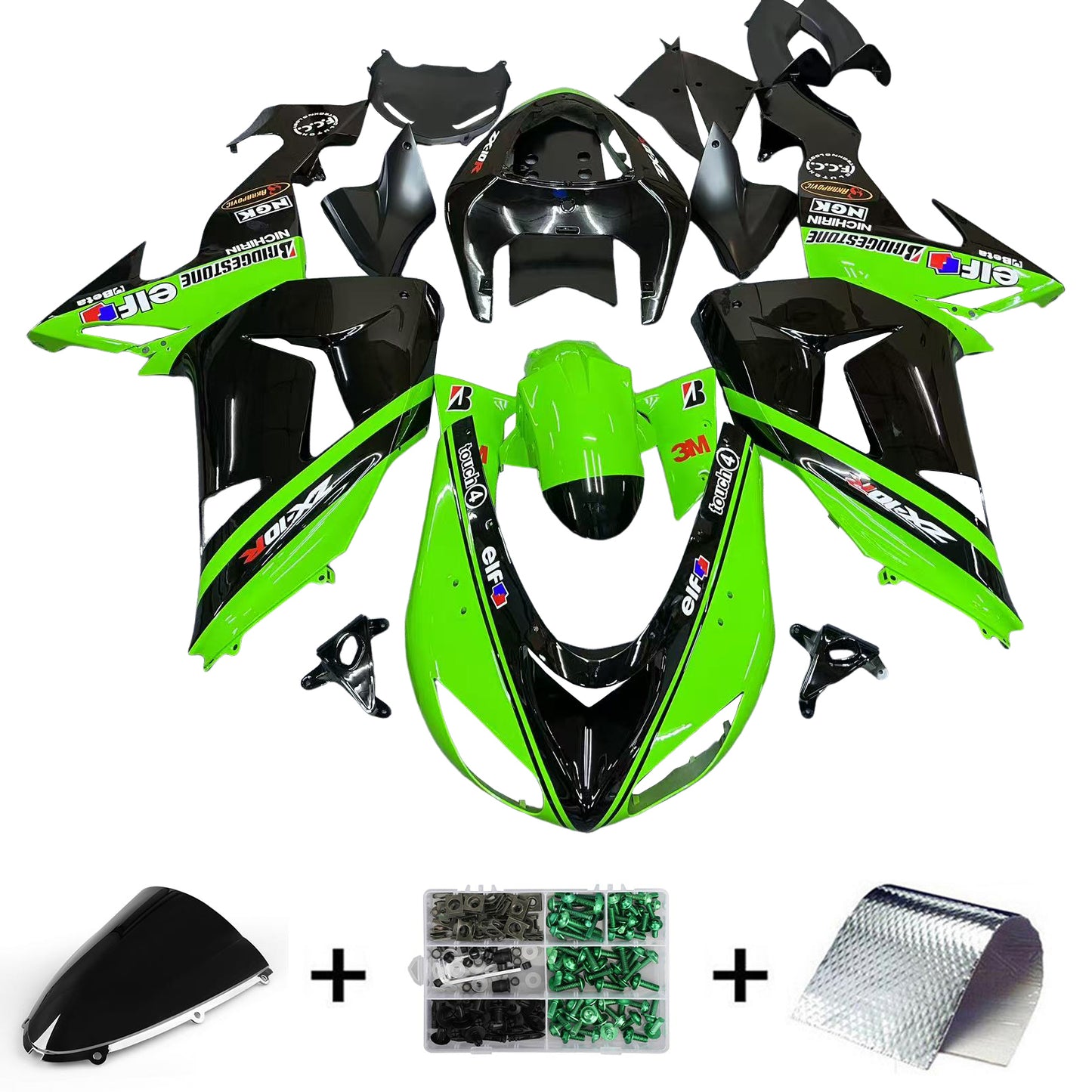 Amotopart Kawasaki ZX10R 2006-2007 Kit carena Carrozzeria Plastica ABS