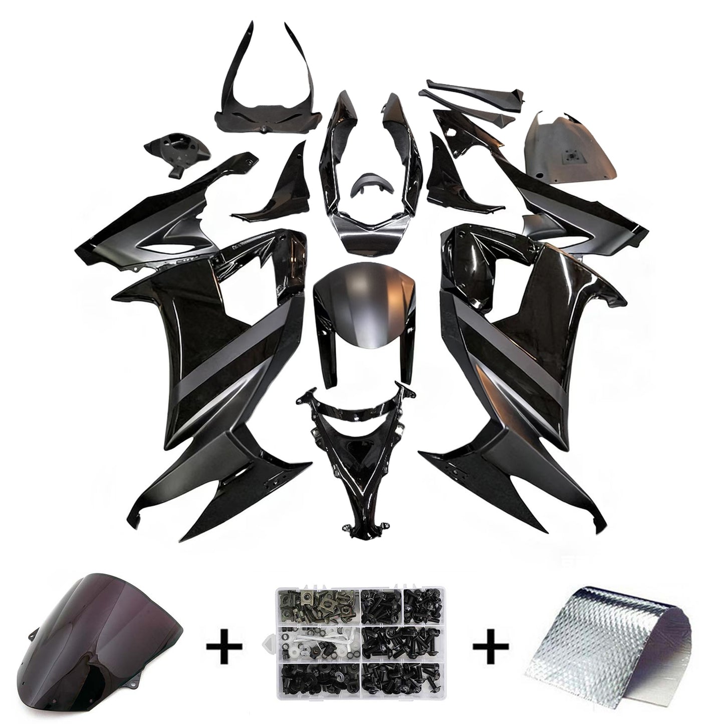 Amotopart Kawasaki ZX10R 2008-2010 Black con kit di vendita logo