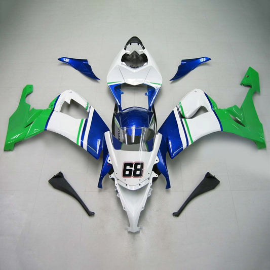 Amotopart Kawasaki ZX10R 2008-2010 Wei? Es Green Cladding Kit