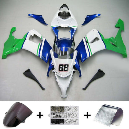 Amotopart Kawasaki ZX10R 2008-2010 Wei? Es Green Cladding Kit