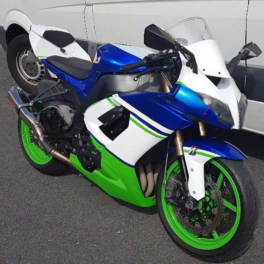 Amotopart Kawasaki ZX10R 2008-2010 Wei? Es Green Cladding Kit