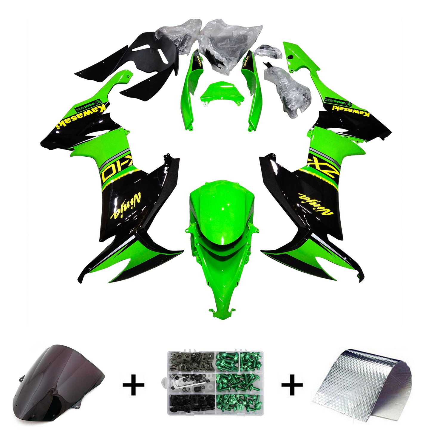 Amotopart Kawasaki ZX10R 2008-2010 Kit carena Carrozzeria Plastica ABS