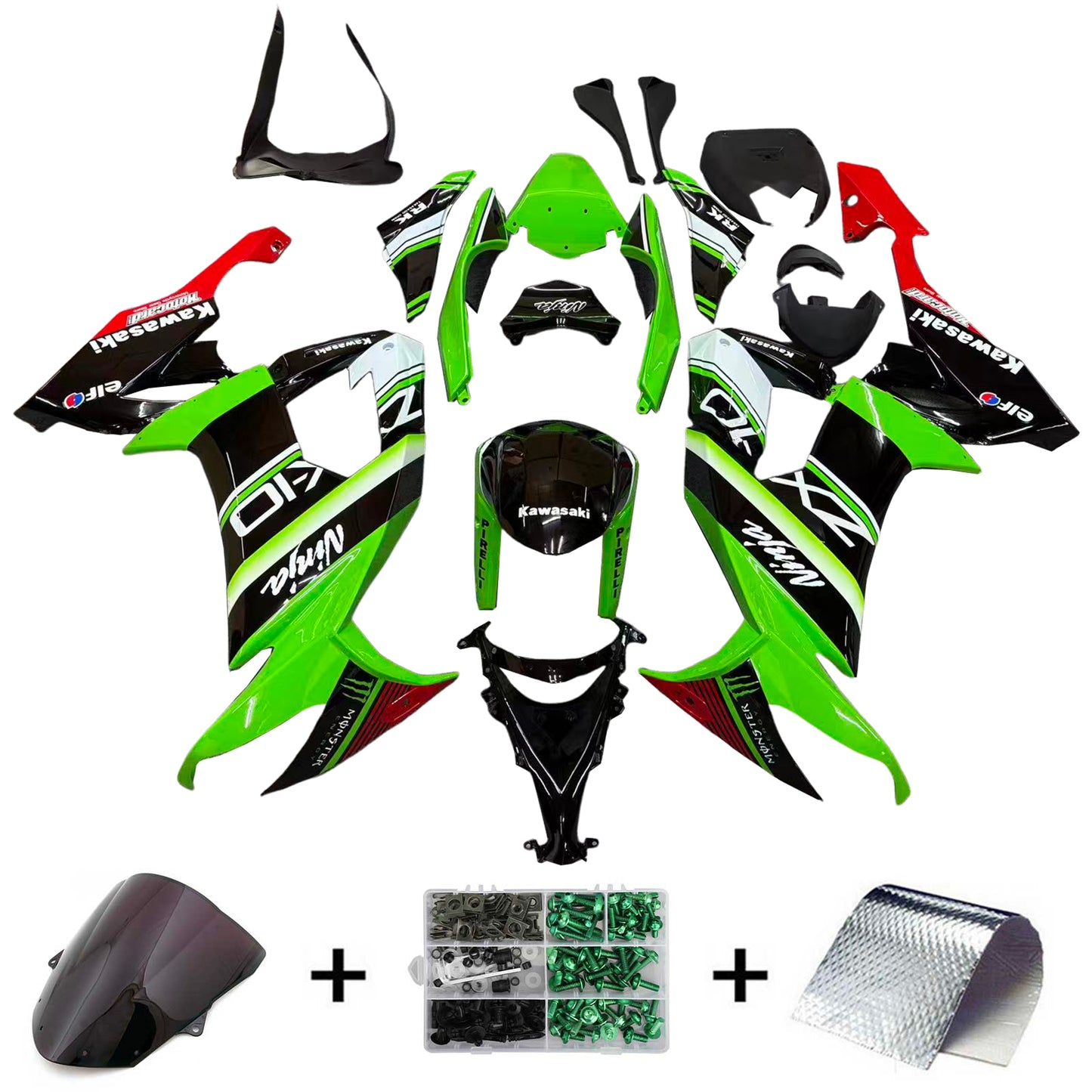 Amotopart Kawasaki ZX10R 2008-2010 Kit carena Carrozzeria Plastica ABS