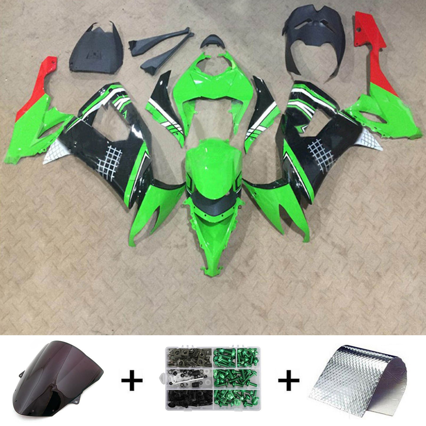 Amotopart Kawasaki ZX10R 2008-2010 Kit carena Carrozzeria Plastica ABS