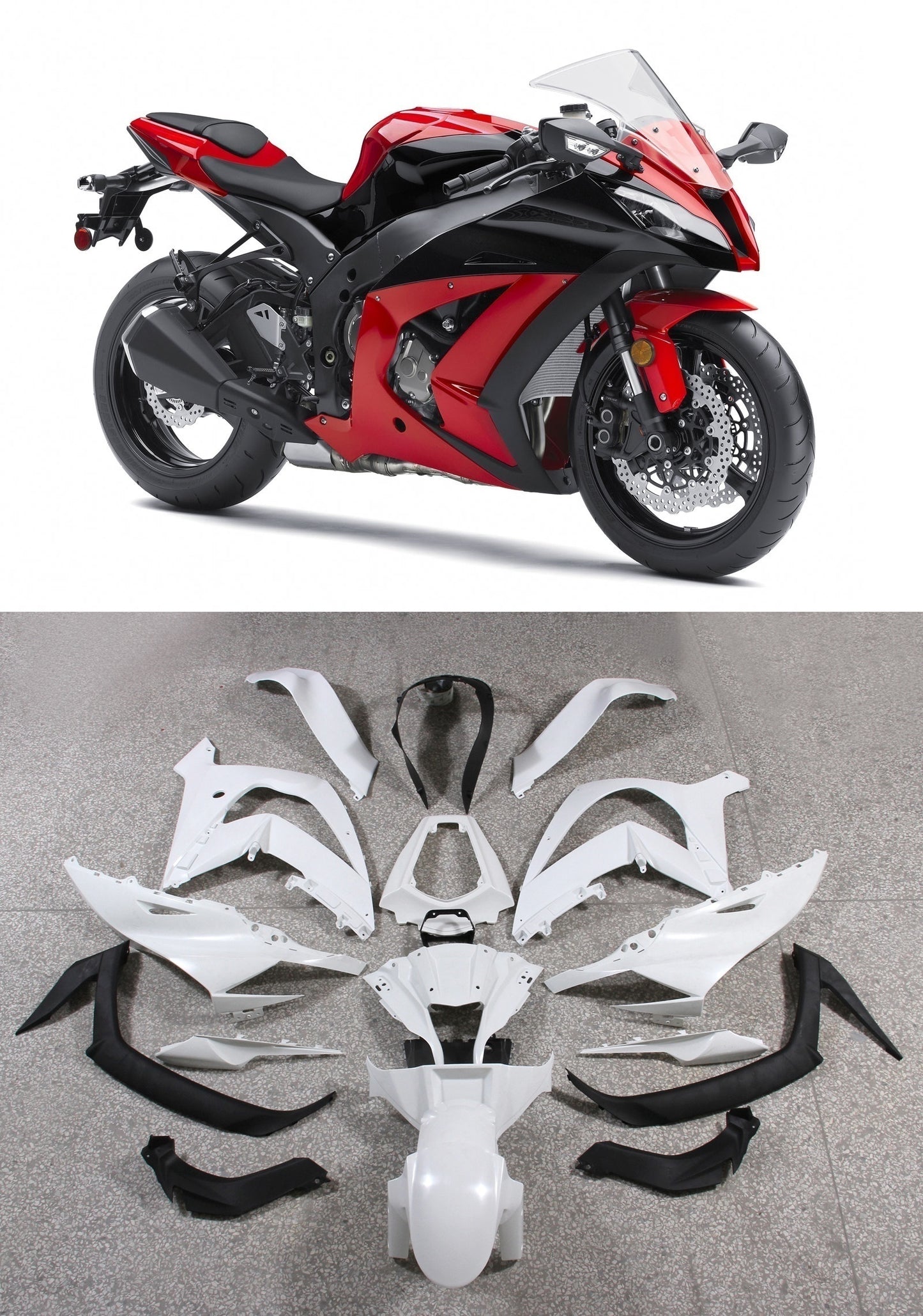 Per Ninja ZX10R 2011-2015 Rosso Carrozzeria Carenatura ABS Stampato Ad Iniezione Plastica Set 4 # Generico