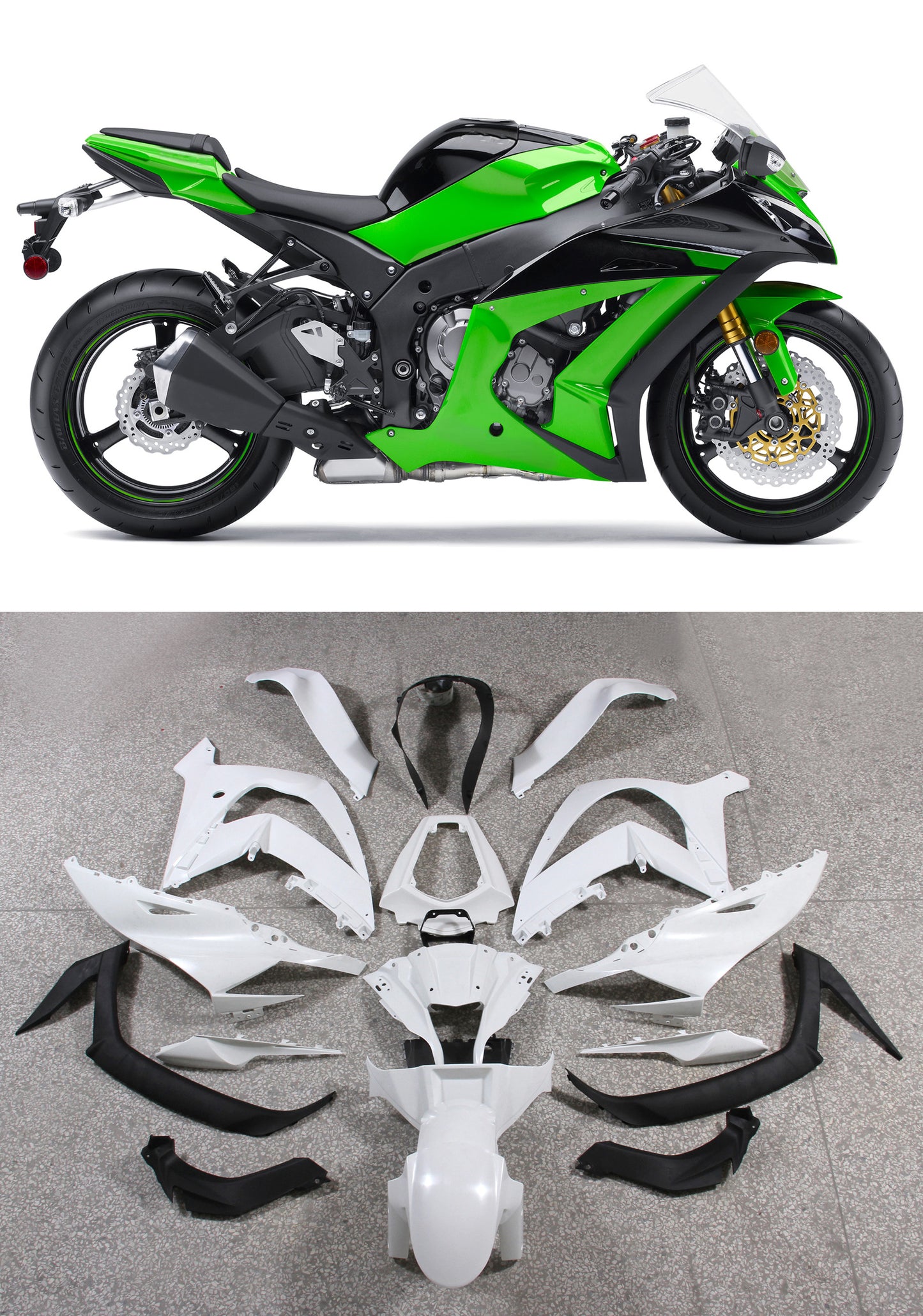 Per Ninja ZX10R 2011-2015 Verde Carrozzeria Carenatura ABS Stampato Ad Iniezione Plastica Set 5 # Generico
