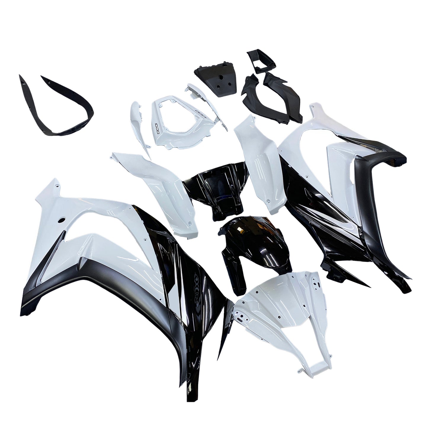 Per Ninja ZX10R 2011-2015 Bianco Carrozzeria Carenatura ABS Stampato Ad Iniezione Plastica Set 6 # Generico