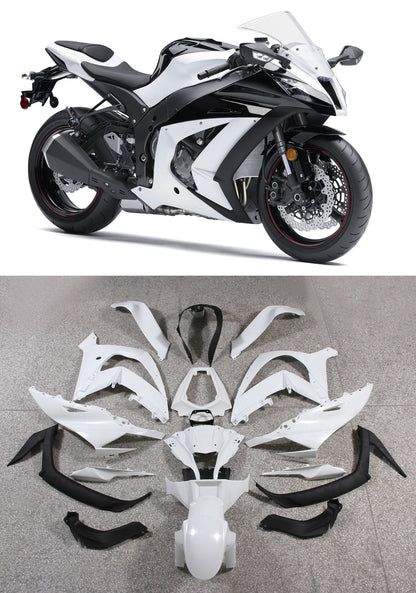 Per Ninja ZX10R 2011-2015 Bianco Carrozzeria Carenatura ABS Stampato Ad Iniezione Plastica Set 6 # Generico