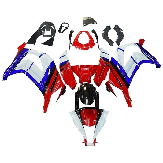 Per Ninja ZX10R 2011-2015 Rosso Bianco Blu Carrozzeria Carenatura ABS Plastica stampata ad iniezione Set 10 # Generico